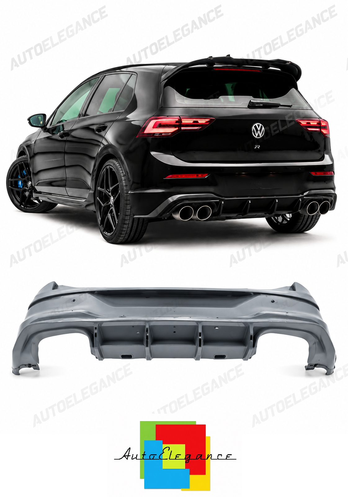 💕PARAURTI POSTERIORE VOLKSWAGEN VW GOLF 8 LOOK R PDC💕