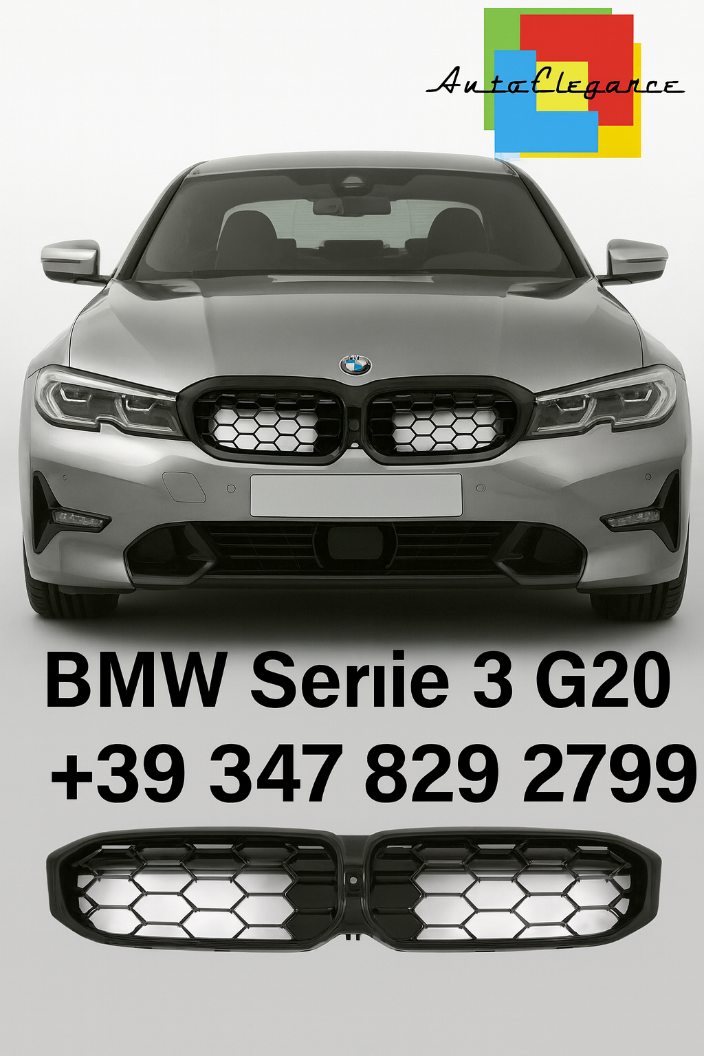 💫Griglia adatta per BMW Serie 3 G20 / G21 LCI – Doppia Barra Nero Lucido💫