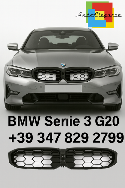 💫Griglia adatta per BMW Serie 3 G20 / G21 LCI – Doppia Barra Nero Lucido💫
