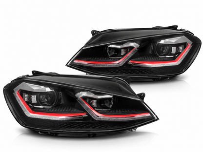 💕 Fari Anteriori Adatto per VW Golf 7.5 17-19 LED DRL Sequenziali Rossi 💕