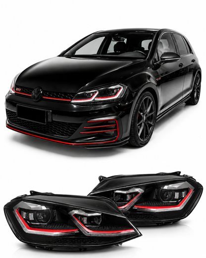 💕 Fari Anteriori Adatto per VW Golf 7.5 17-19 LED DRL Sequenziali Rossi 💕
