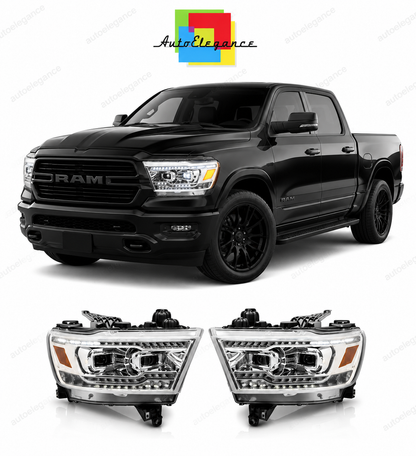 💕 Fari Anteriori Adatto per Dodge RAM 1500 2019-2022 Full LED Cromati 💕