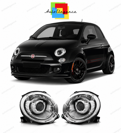 💕 Fari Anteriori Adatto per Fiat 500 2007-2015 Projector Cromati 💕