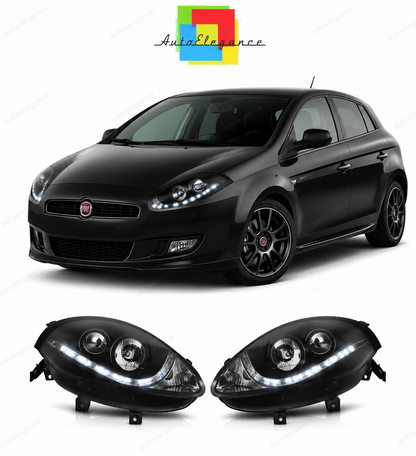 💕 Fari Anteriori Adatto per Fiat Bravo II 2007-2015 Daylight LED Neri 💕