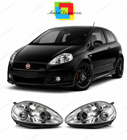 💕 Fari Anteriori Adatto per Fiat Grande Punto 2005-2008 Angel Eyes Cromo 💕