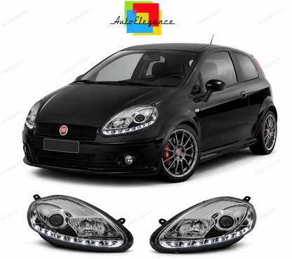 💕 Fari Anteriori Adatto per Fiat Grande Punto 2005-2008 LED Cromo 💕