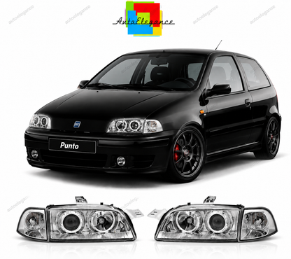 💕 Fari Anteriori Adatto per Fiat Punto 1 1993-1999 Angel Eyes Cromo 💕