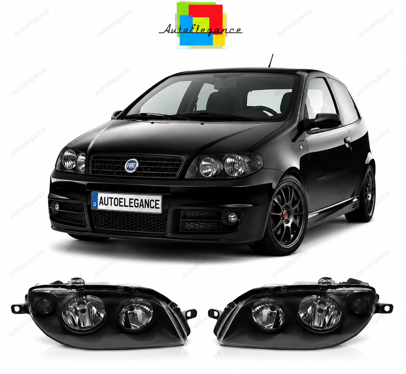 💕 Fari Anteriori Adatto per Fiat Punto II FL 2003-2007 Neri TYC 💕