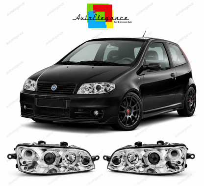 💕 Fari Anteriori Adatto per Fiat Punto 2 1999-2003 Angel Eyes Cromo 💕