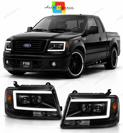 💕 Fari Anteriori Adatto per Ford F150 MK11 2004-2008 Tube LED Neri 💕