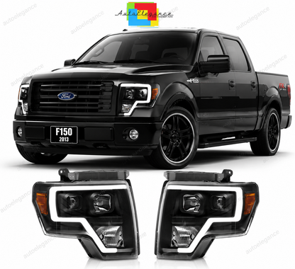 💕 Fari Anteriori Adatto per Ford F150 MK12 2008-2014 Tube LED Neri 💕