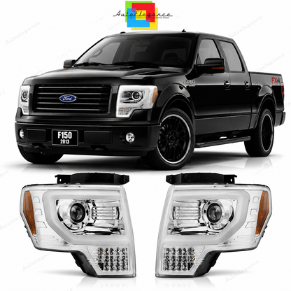 💕 Fari Anteriori Adatto per Ford F150 MK12 2008-2014 Tube LED Cromo 💕