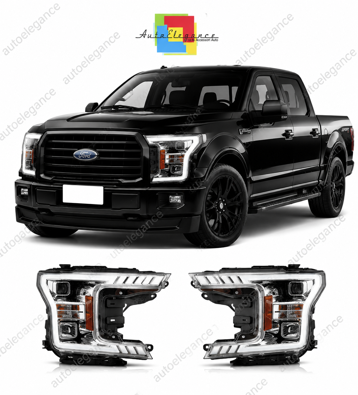 💕 Fari Anteriori Adatto per Ford F150 MK13 17-20 Tube LED Cromo 💕
