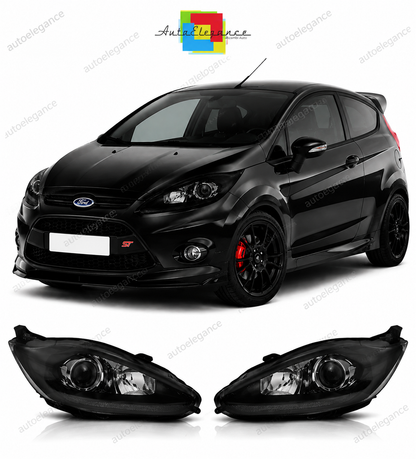💕 Fari Anteriori Adatto per Ford Fiesta MK7 13-16 LED DRL Neri 💕