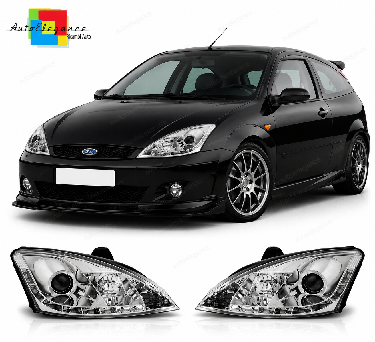 💕 Fari Anteriori Adatto per Ford Focus 01-04 LED Cromo 💕