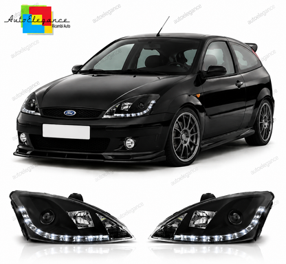 💕 Fari Anteriori Adatto per Ford Focus 01-04 LED Neri 💕