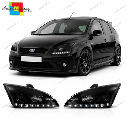 💕 Fari Anteriori Adatto per Ford Focus II 04-08 LED Neri 💕
