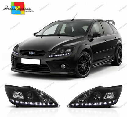 💕 Fari Anteriori Adatto per Ford Focus II 08-10 LED Neri 💕