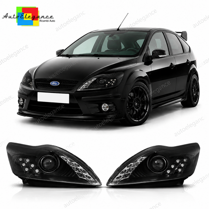 💕 Fari Anteriori Adatto per Ford Focus 08-10 LED Neri 💕