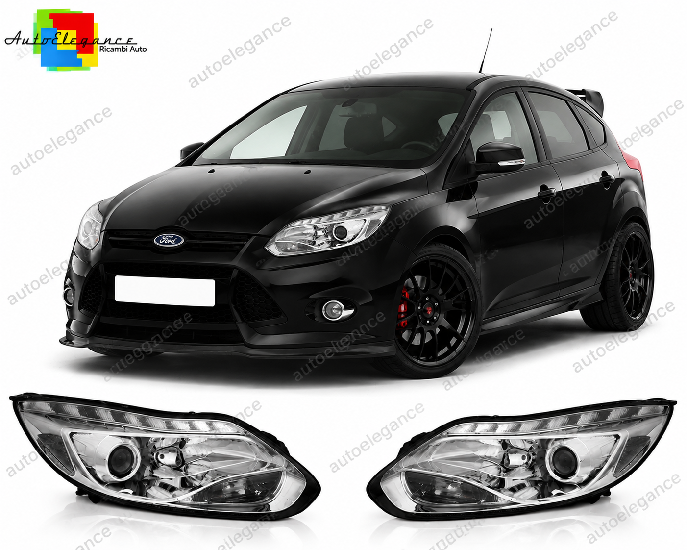 💕 Fari Anteriori Adatto per Ford Focus MK3 11-14 LED Cromo 💕