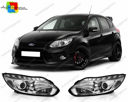 💕 Fari Anteriori Adatto per Ford Focus MK3 11-14 LED Cromo 💕