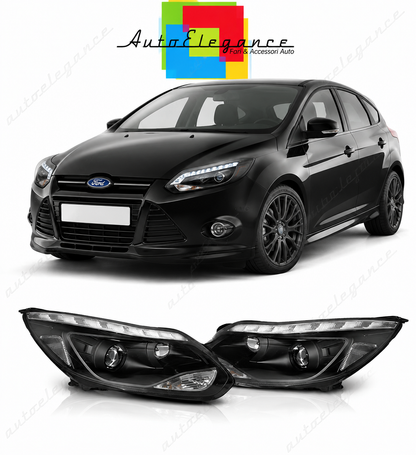 💕 Fari Anteriori Adatto per Ford Focus MK3 11-14 LED Neri 💕