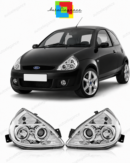 💕 Fari Anteriori Adatto per Ford KA 96-08 Angel Eyes Cromati 💕