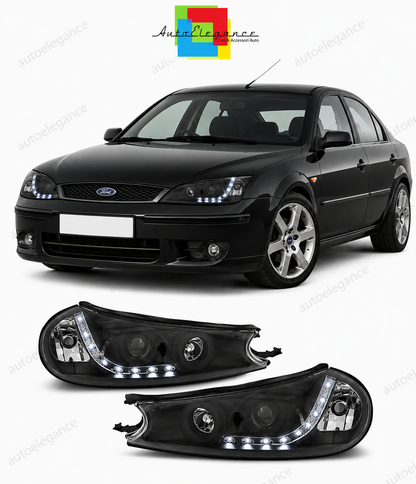 💕 Fari Anteriori Adatto per Ford Mondeo 96-00 LED Daylight Neri 💕
