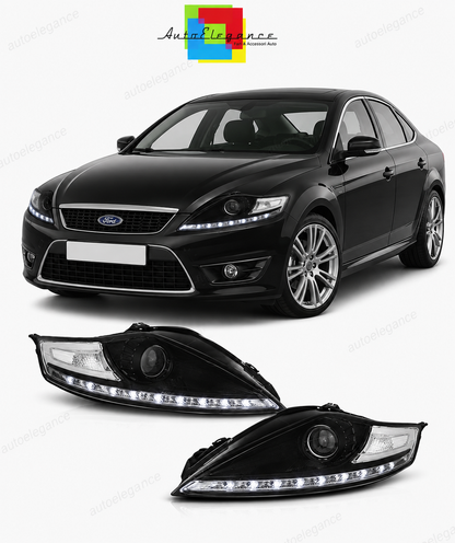 💕 Fari Anteriori Adatto per Ford Mondeo 07-10 LED Daylight Neri 💕
