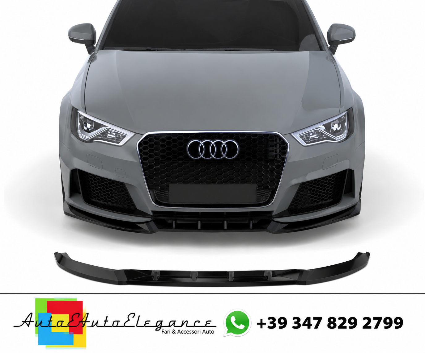 💕SPLITTER ANTERIORE Audi RS3 8V Sportback (2015–2016) Nero Lucido💕