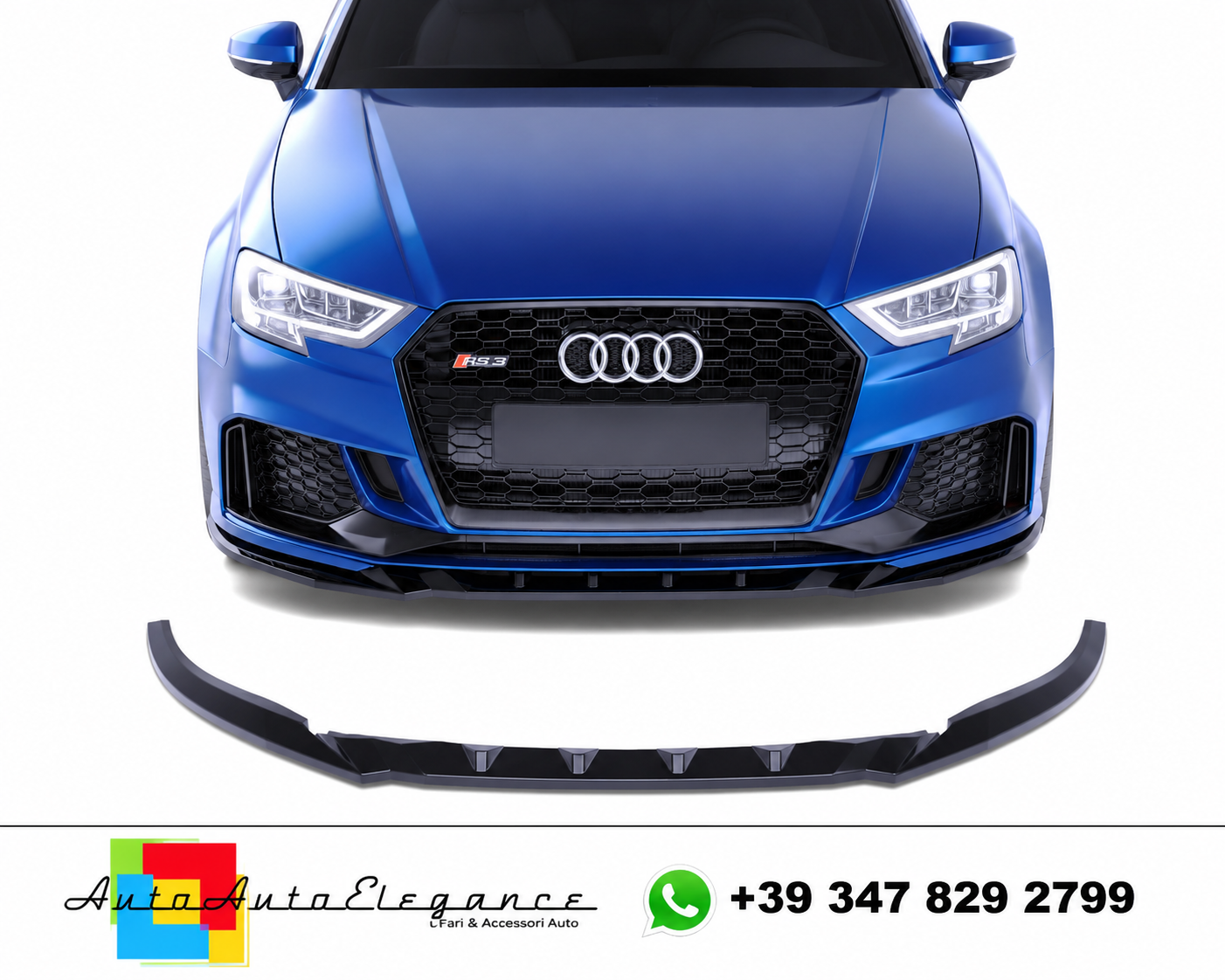 💕SPLITTER ANTERIORE Audi RS3 8V Facelift Sportback (2017–2020) Nero Lucido💕