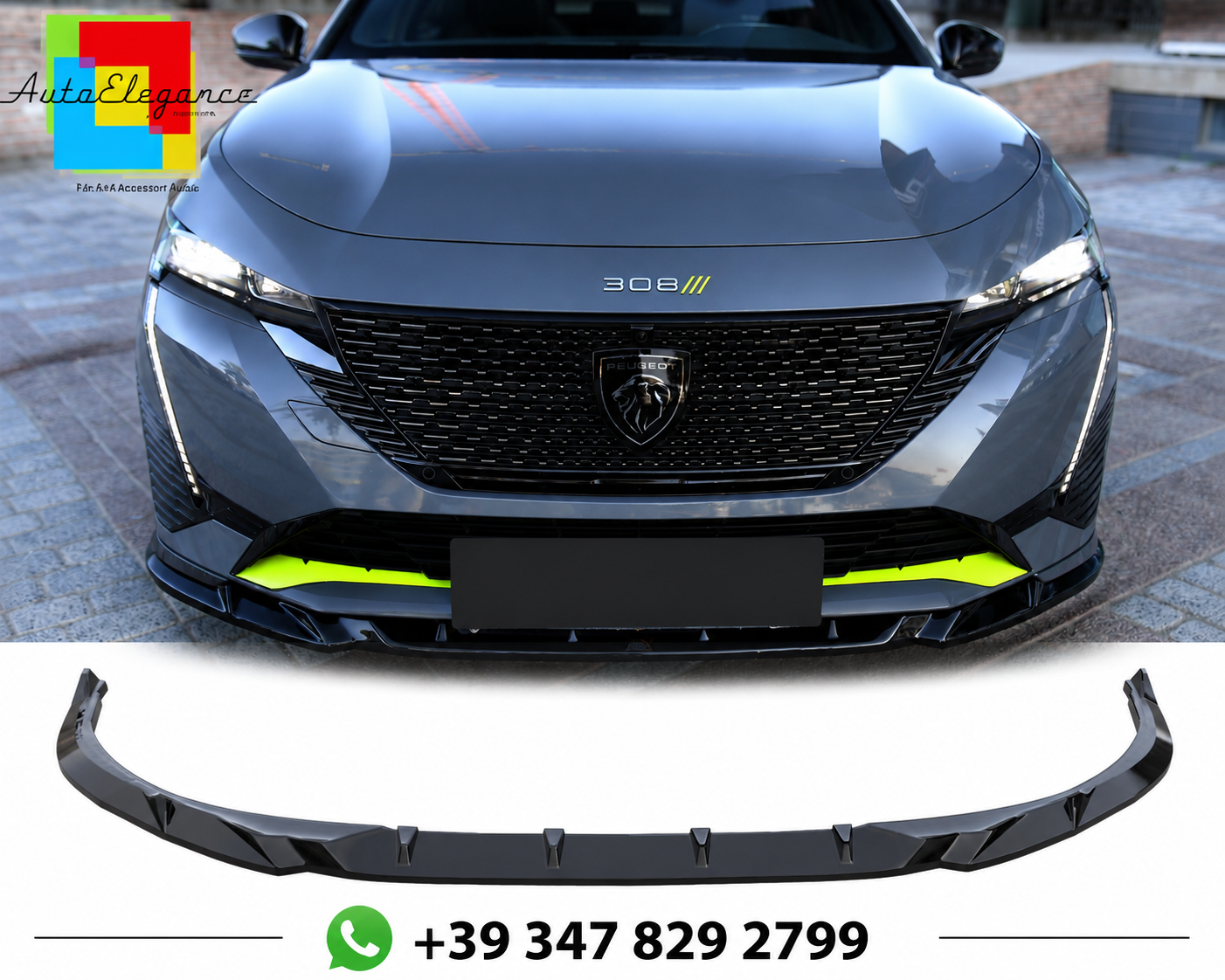 💕SPLITTER ANTERIORE Peugeot 308 GT Mk3 Hatchback & SW (2021+) Nero Lucido💕