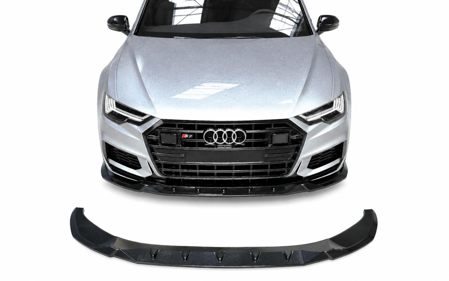 💕 Splitter Adatto per Audi S6 C8 A6 S-Line 2018+ Nero Lucido ABS 💕
