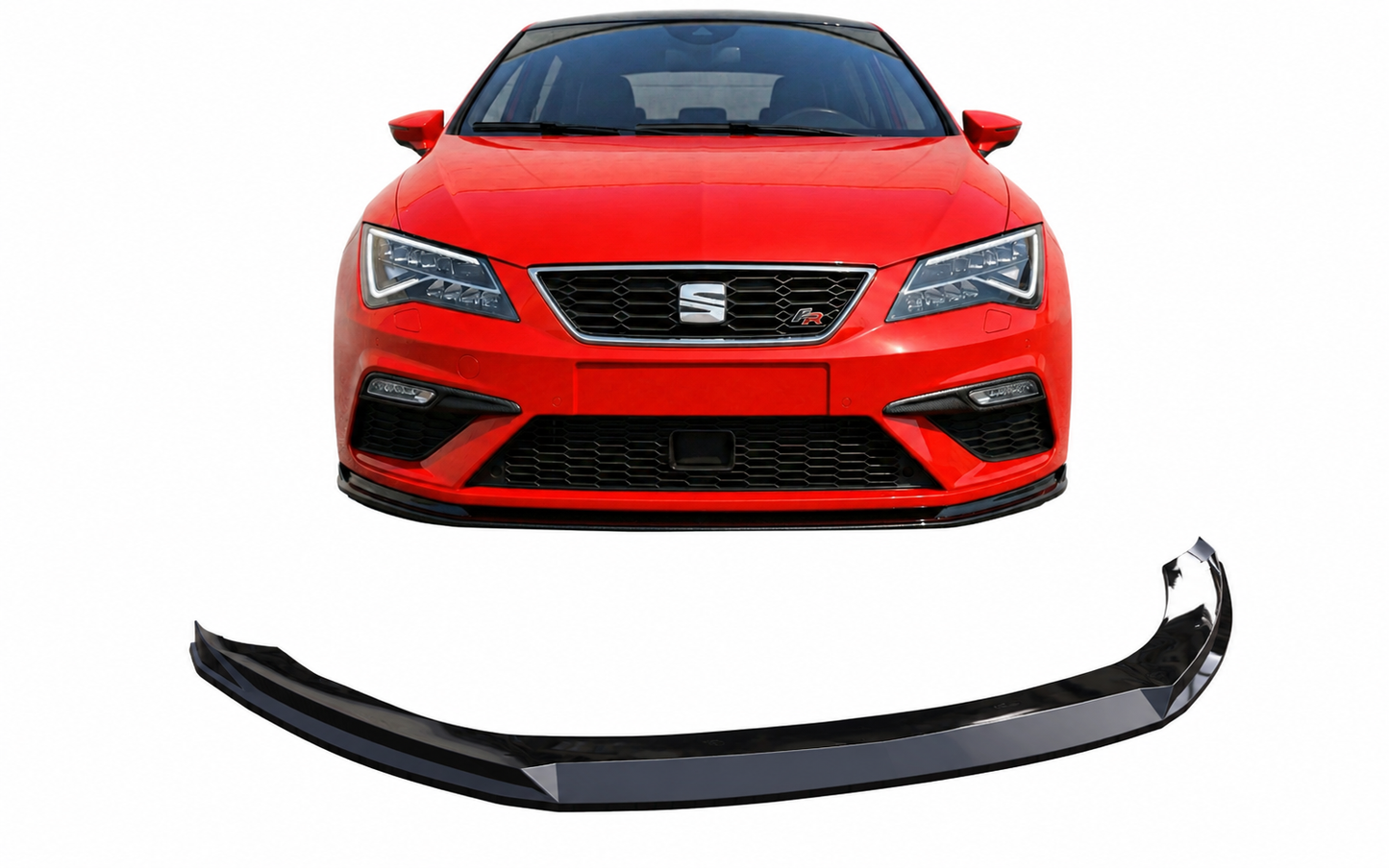 💕 Splitter Anteriore Adatto per Seat Leon Mk3.5 (2016-2020) Nero Lucido 💕