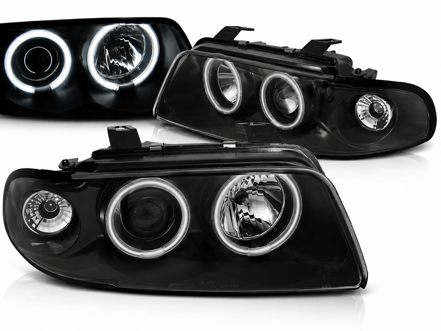 💕 Fari Anteriori Adatto per Audi A4 B5 1994-1998 Angel Eyes CCFL Nero 💕