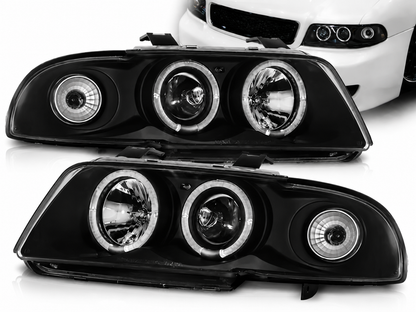 💕 Fari Anteriori Adatto per Audi A4 B5 1994-1998 Angel Eyes Nero 💕