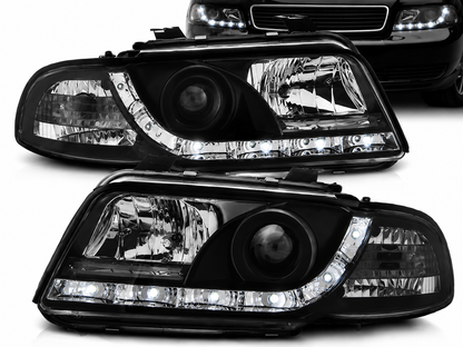 💕 Fari Anteriori Adatto per Audi A4 B5 1994-1998 Daylight Nero 💕