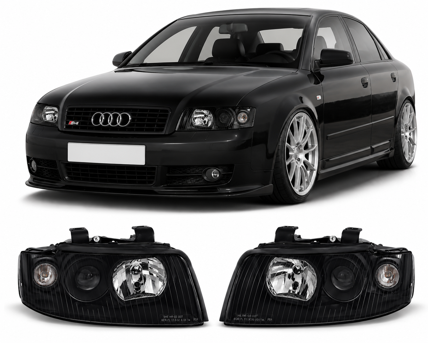 💕 Fari Anteriori Adatto per Audi A4 B6 2000-2004 Nero 💕