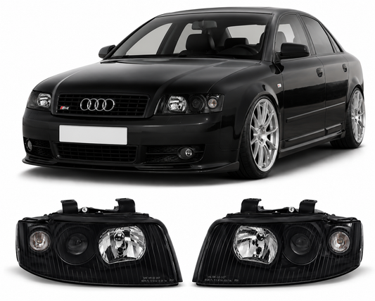 💕 Fari Anteriori Adatto per Audi A4 B6 2000-2004 Nero 💕