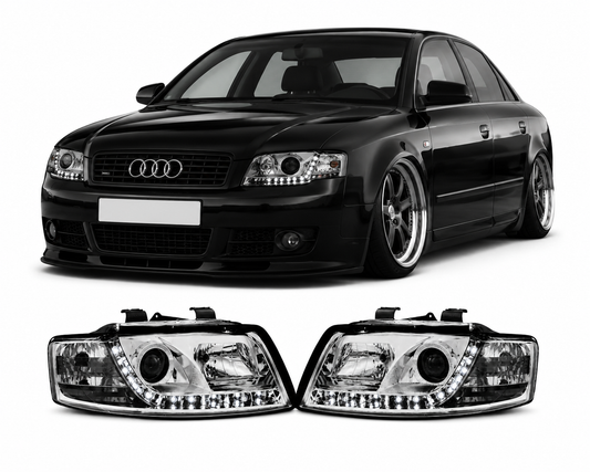 💕 Fari Anteriori Adatto per Audi A4 B6 2000-2004 Daylight Cromato 💕