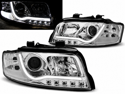 💕 Fari Anteriori Adatto per Audi A4 B6 2000-2004 Tube Light Cromato 💕