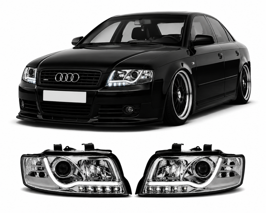 💕 Fari Anteriori Adatto per Audi A4 B6 2000-2004 Tube Light Cromato 💕