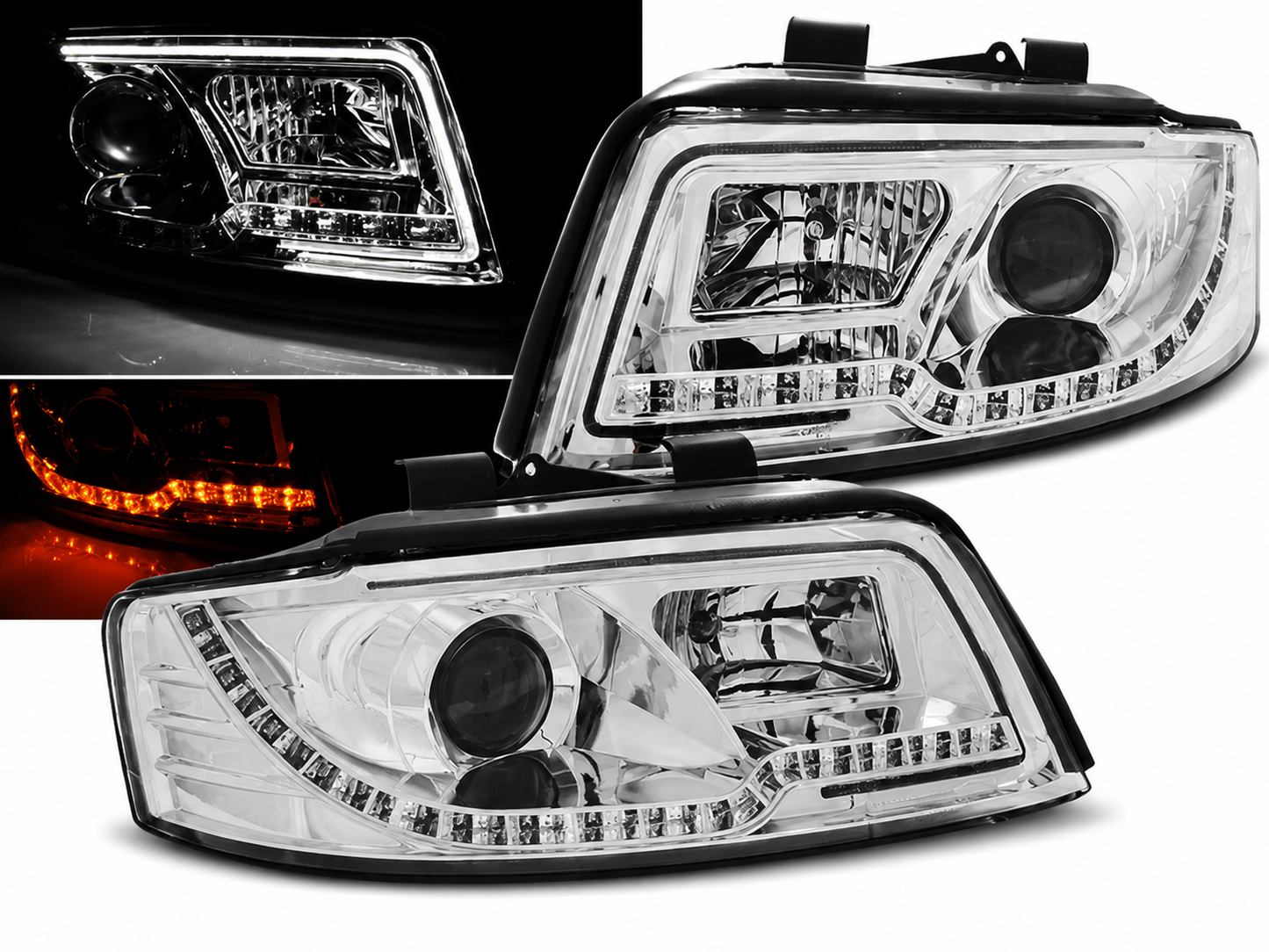 💕 Fari Anteriori Adatto per Audi A4 B6 2000-2004 Tube Light Cromato 💕