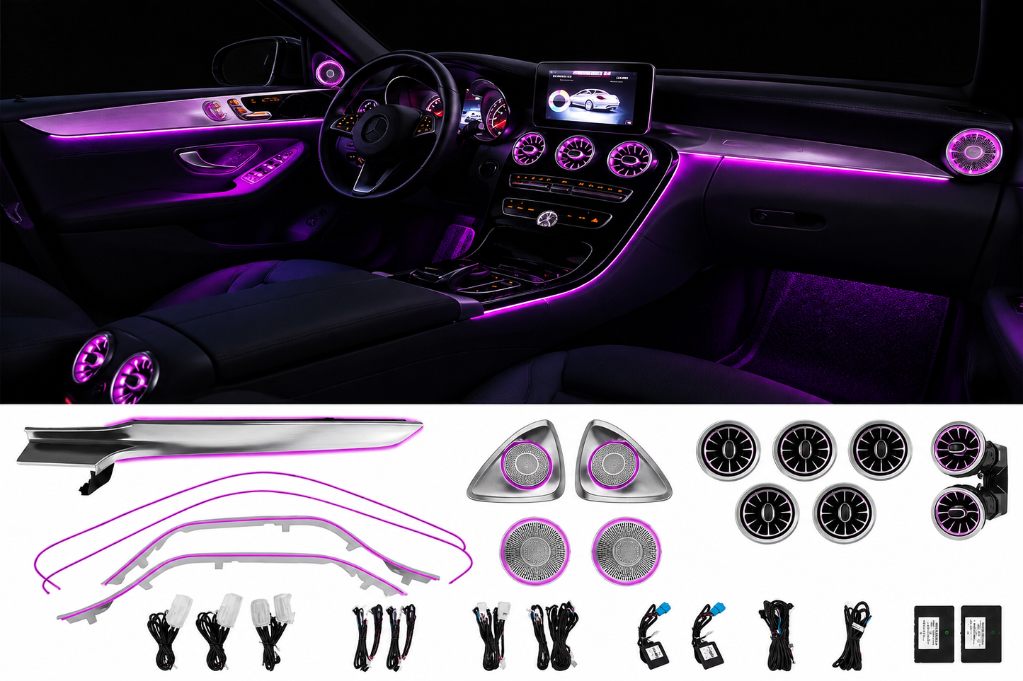 💕 Kit Luci Ambiente Adatto per Mercedes Classe C W205 Ambient Light LED 💕