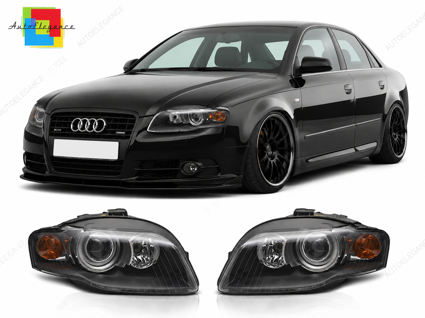 💕 Fari Anteriori Adatto per Audi A4 B7 2004-2008 Xenon Nero 💕