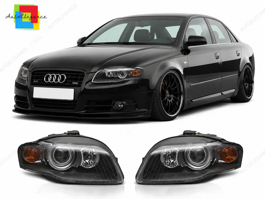 💕 Fari Anteriori Adatto per Audi A4 B7 2004-2008 Xenon Nero 💕