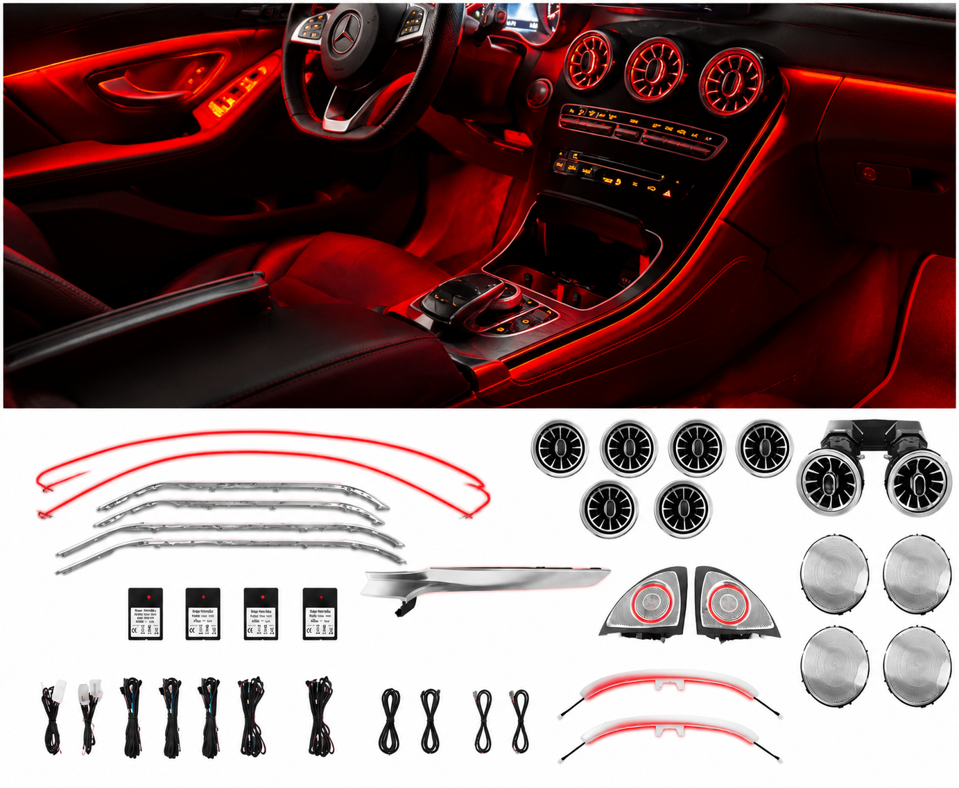 💕 Kit Luci Ambiente Adatto per Mercedes Classe C W205+GLC Ambient Light LED 💕