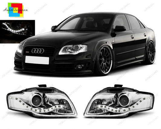 💕 Fari Anteriori Adatto per Audi A4 B7 2004-2008 Daylight Cromato 💕