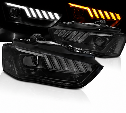 💕 Fari Anteriori Adatto per Audi A4 B8 2012-2015 Xenon LED Seq Nero 💕