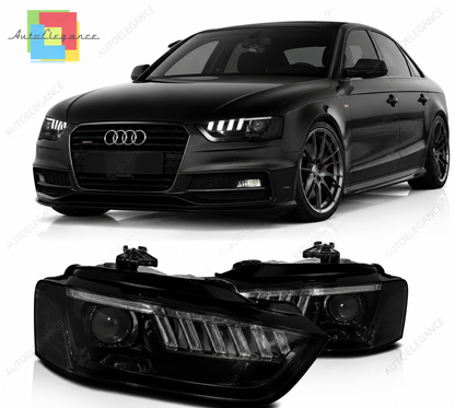 💕 Fari Anteriori Adatto per Audi A4 B8 2012-2015 Xenon LED Seq Nero 💕